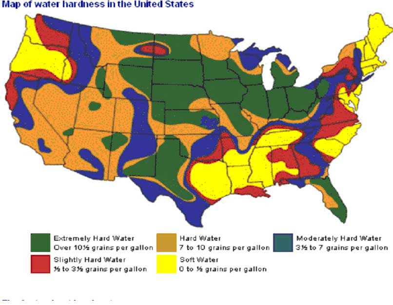 Hard Water Map USA Printable Map Of USA