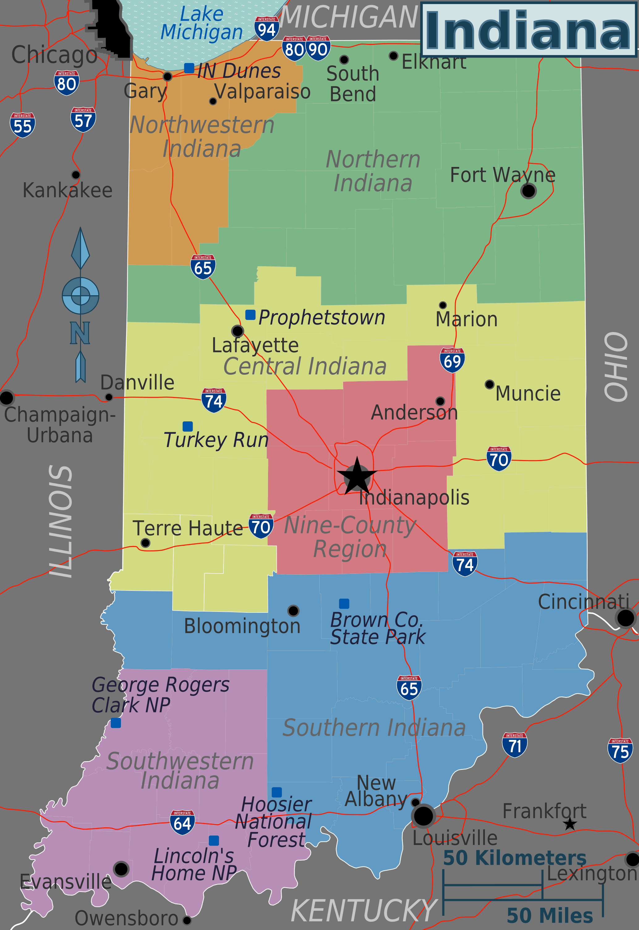 Indiana Regions Map Mapsof