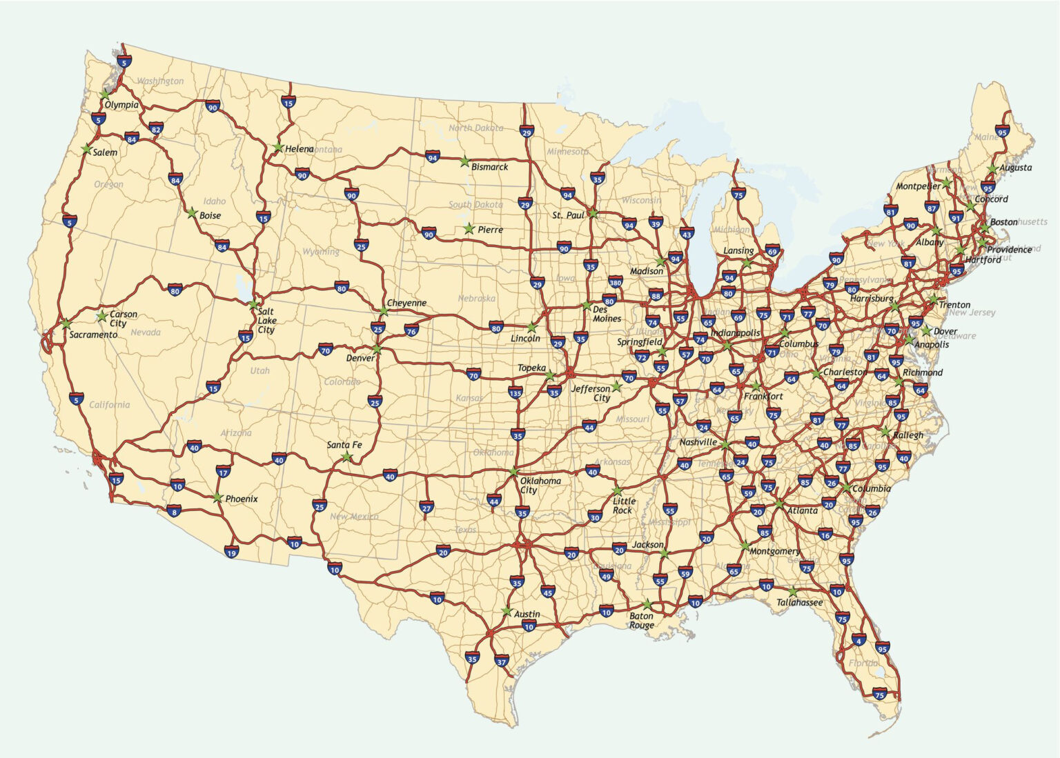 USA Map Interstate Highways | Printable Map Of USA