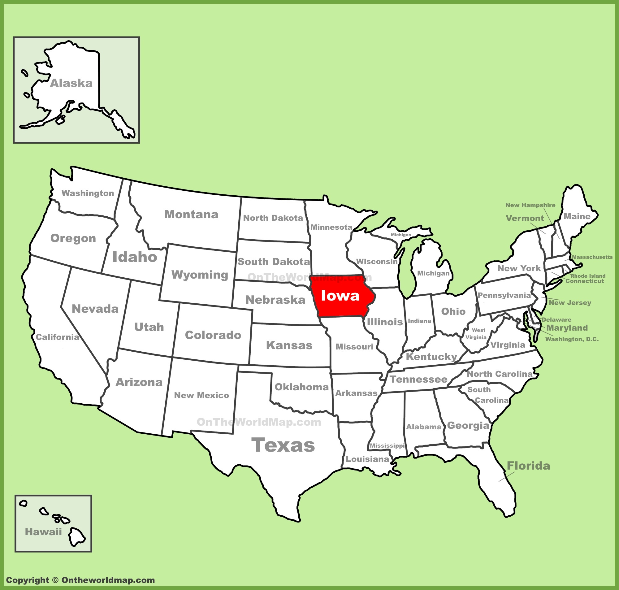 Iowa Location On The U S Map