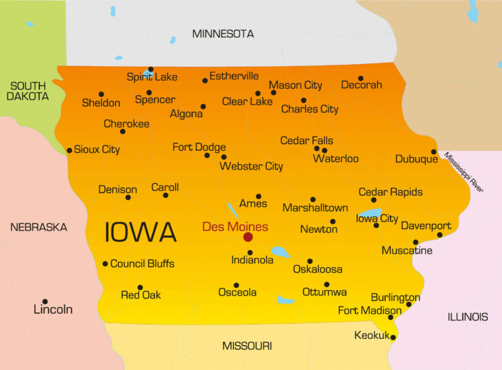 Iowa On The USA Map