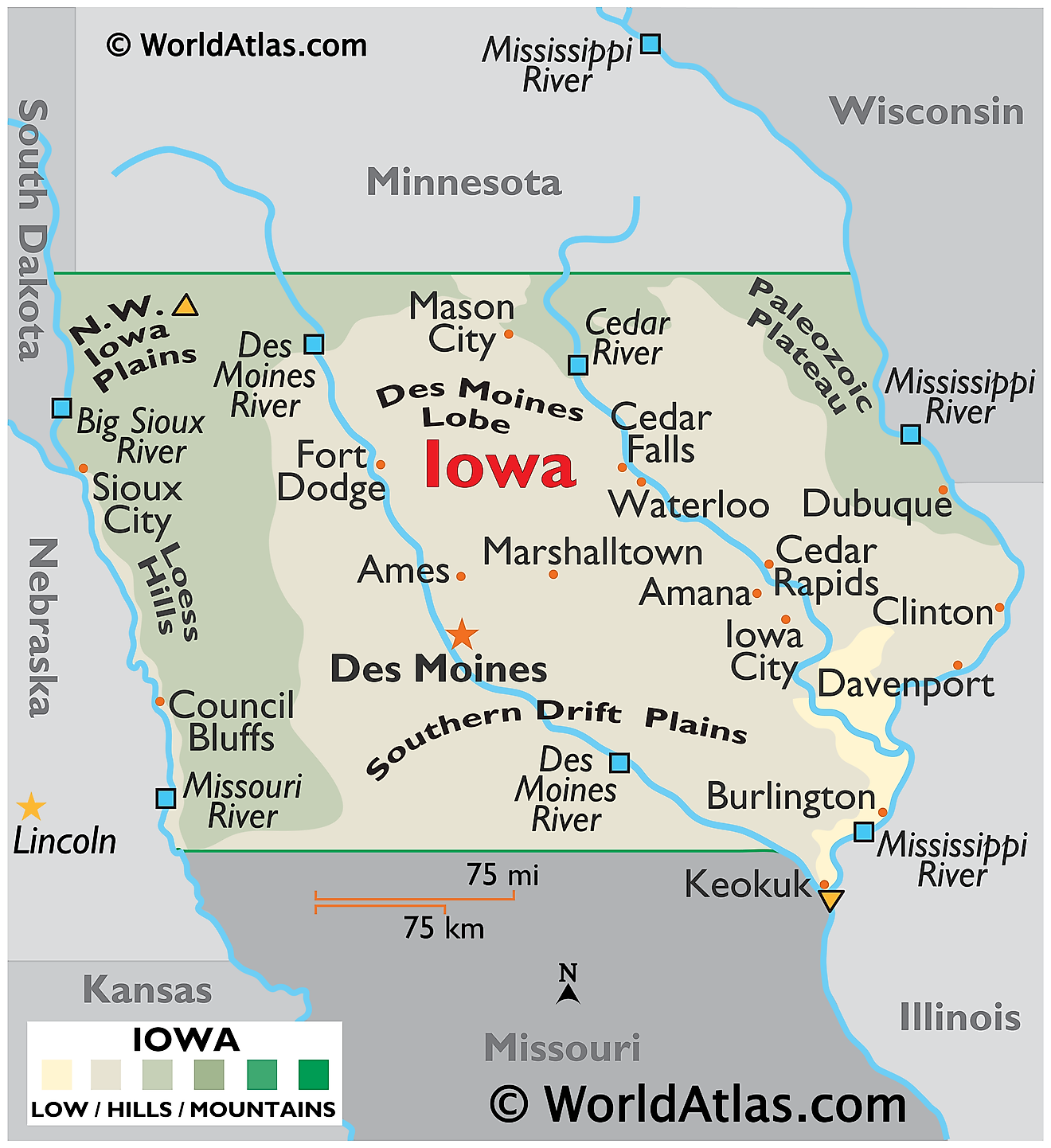 Iowa Maps Facts World Atlas