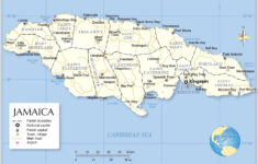Labeled Map Of Jamaica With States Capital Cities