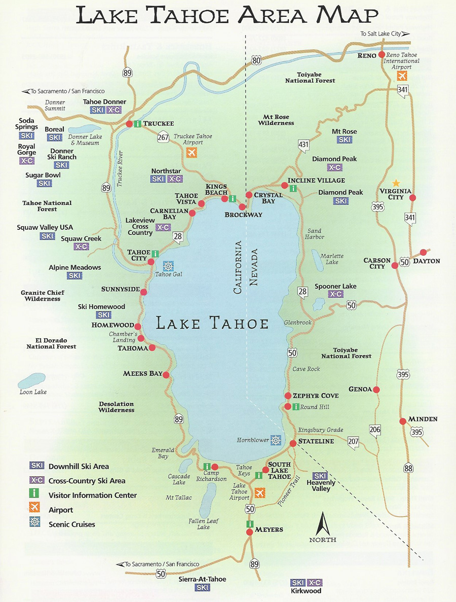 Lake Tahoe Map Lake Tahoe Rentals