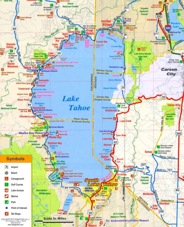 Lake Tahoe Map USA