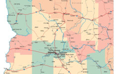 Laminated Map Large Administrative Map Of Arizona State With Roads