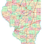 Laminated Map Large Detailed Administrative Map Of Illinois State