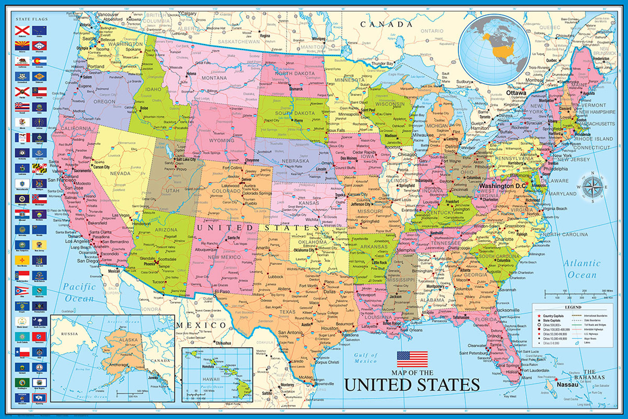 Landkarten Map Of The United States Poster 91 5x61