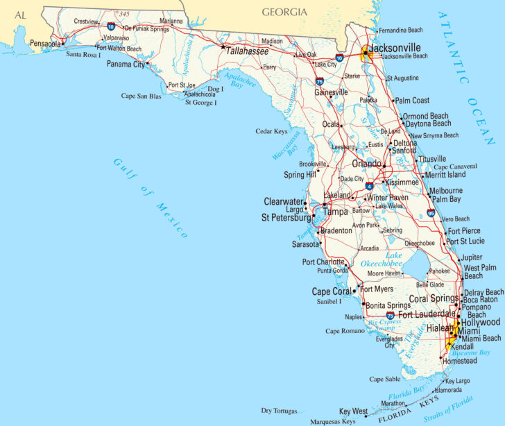 Map Of Florida USA Cities