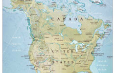 Large Scale Political Map Of North America With Relief Major Cities