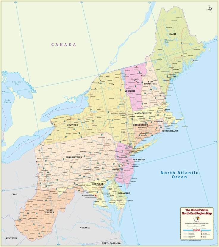 Large US Northeast Region Map HD Image 2000 X 2256 Pixel Northeast 