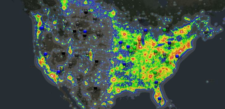 USA Light Pollution Map