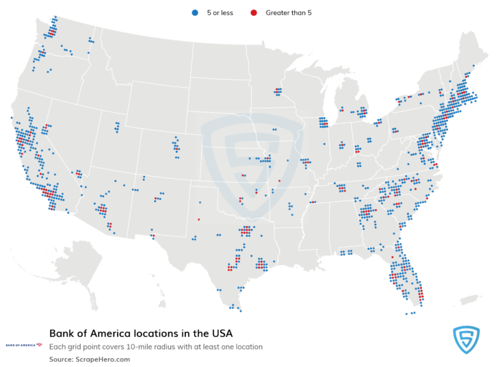 Bank Of America Locations In USA Map