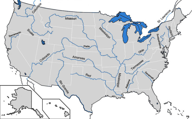 Map Of USA With Major Rivers