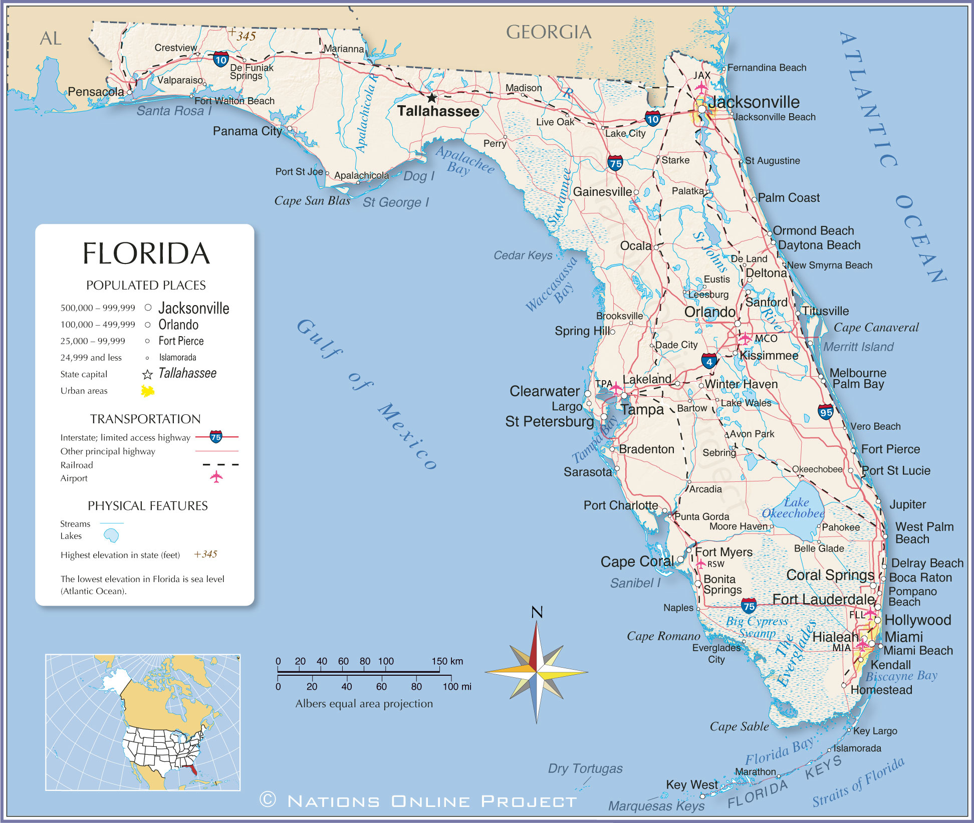 Map Of Florida State USA Nations Online Project