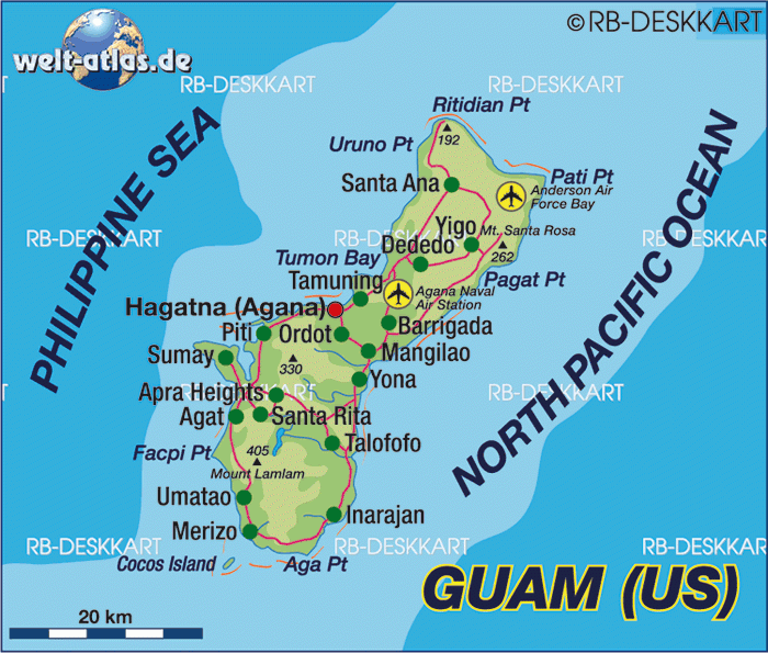 Map Of Guam Island In USA Welt Atlas de