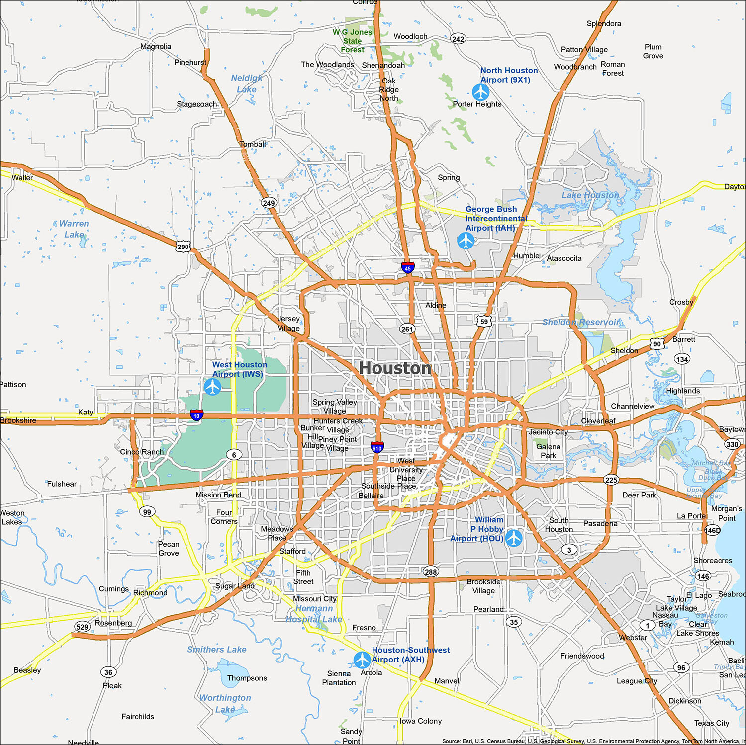 Map Of Houston Texas GIS Geography