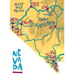 Map Of Nevada State Of The USA With Landmarks Stock Vector