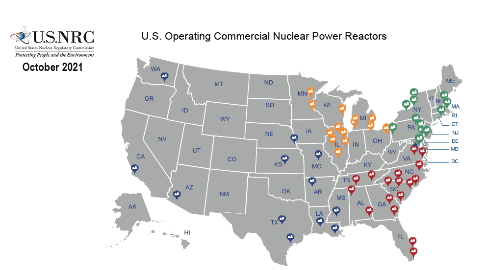 Map Of Power Reactor Sites NRC gov