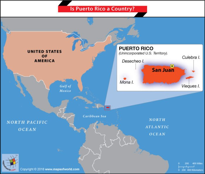 Map Puerto Rico And USA