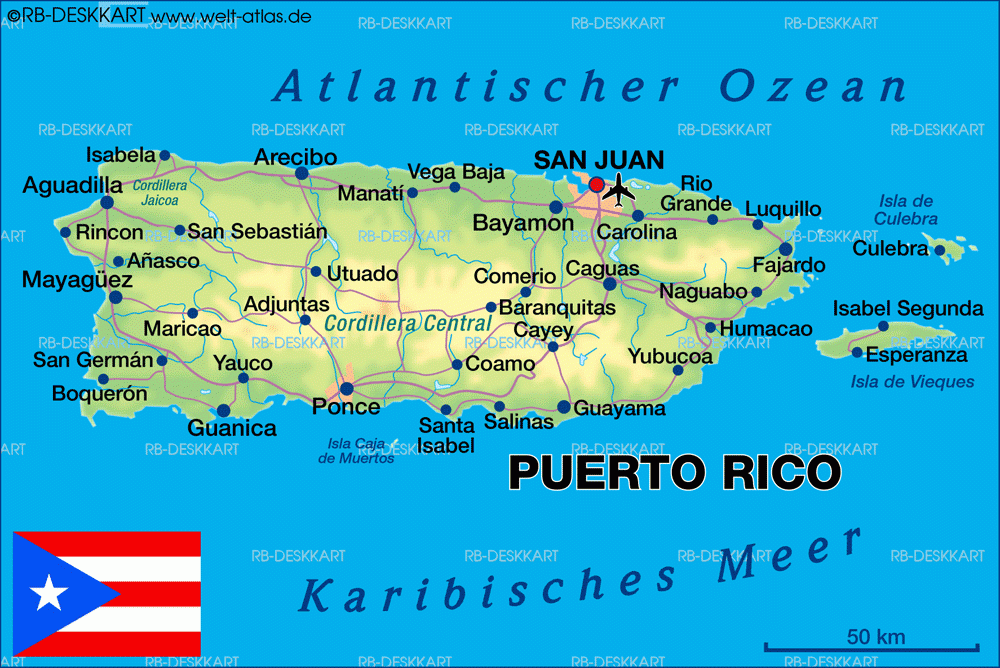 Map Of Puerto Rico Island In USA Welt Atlas de