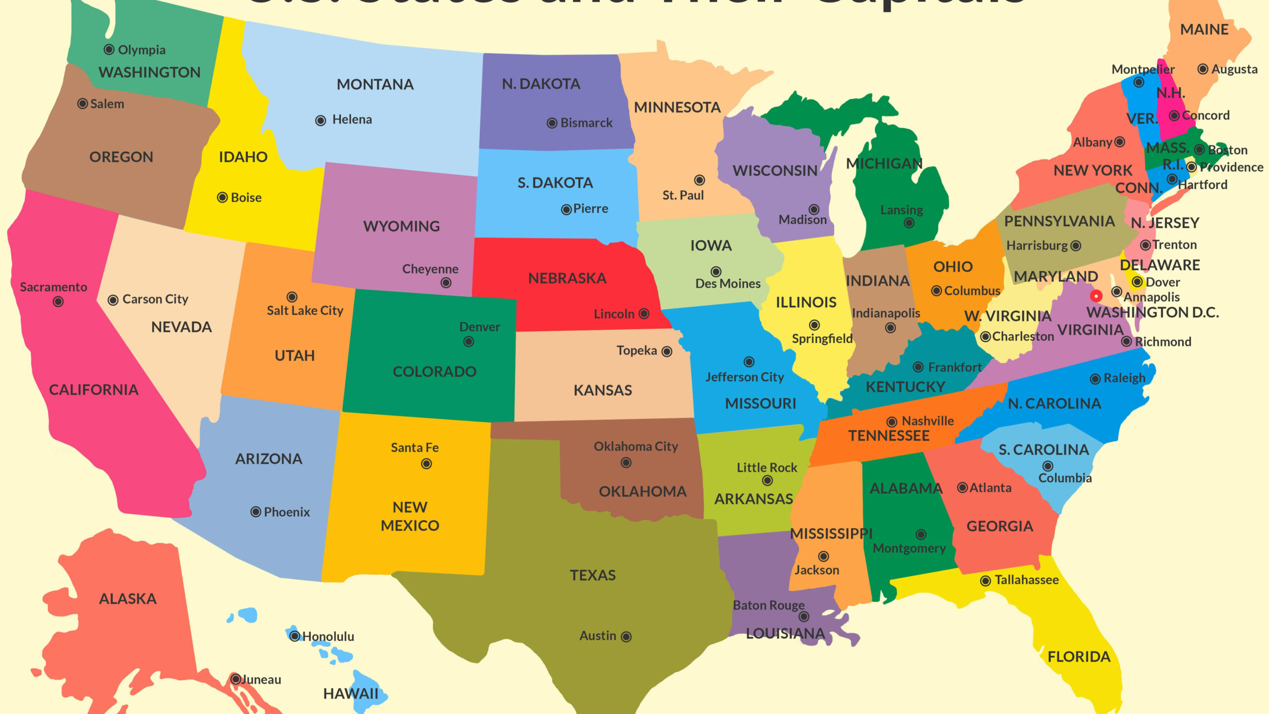 Map Of The United States And Their Capitals Map Gezondetheekopen