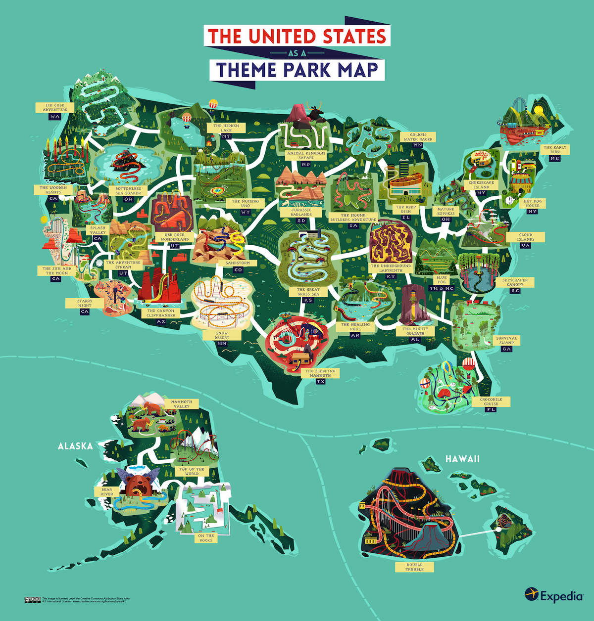 Map Of The United States As A Theme Park Would It Look Like This 