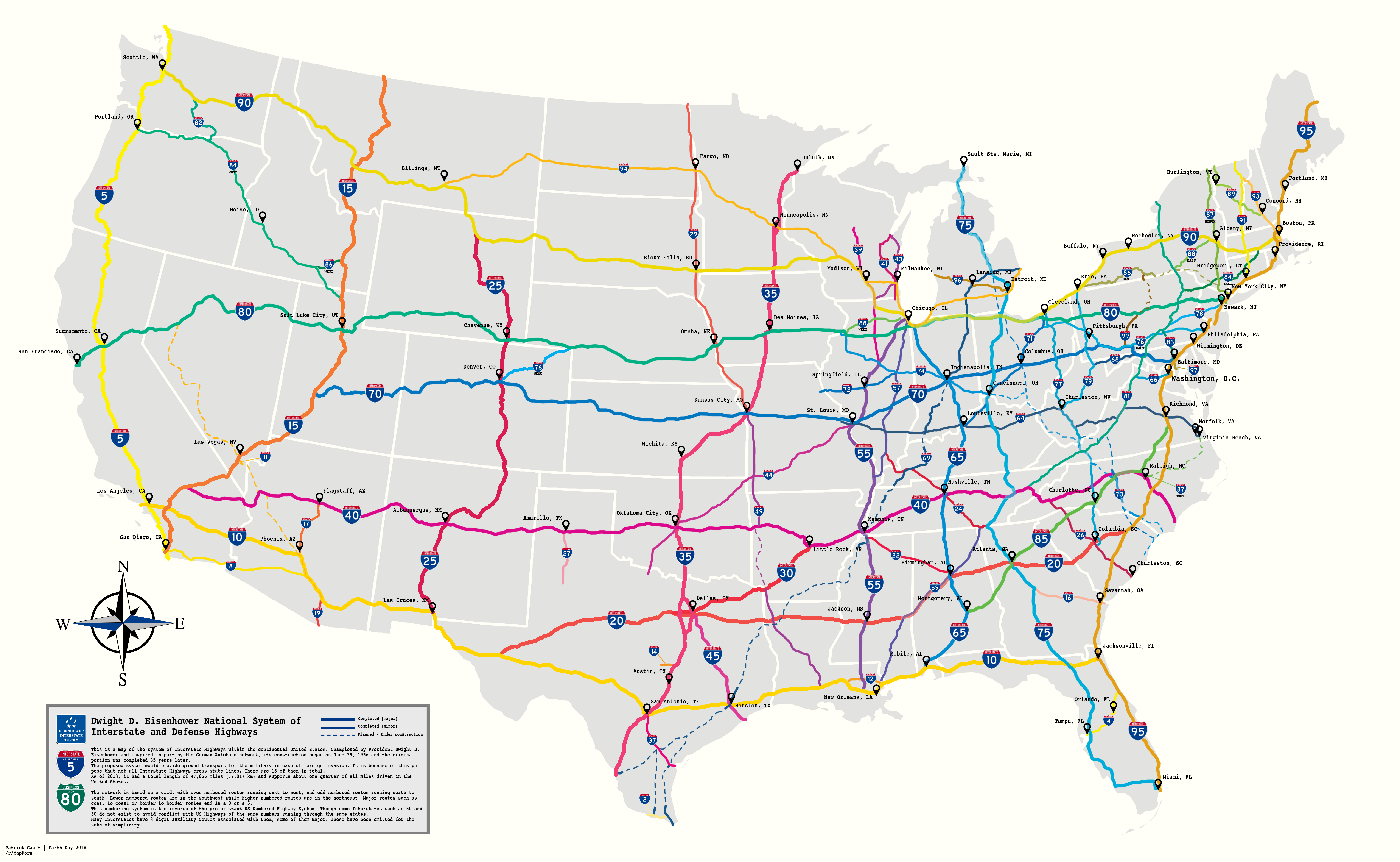 Map Of US Interstate Highways MapPorn