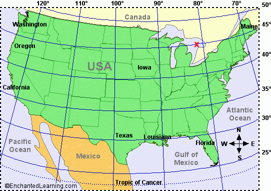 Map Of US With Latitudes Social Studies Elementary California Map 