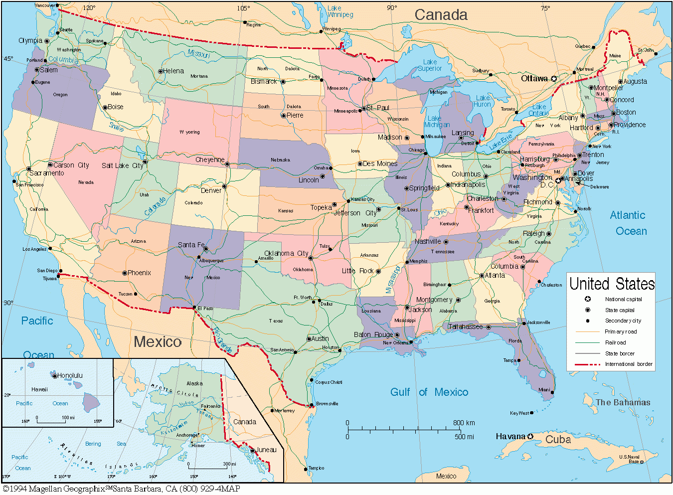 Mapa De Estados Unidos Pol tico Con Nombres Estados Y Capitales 