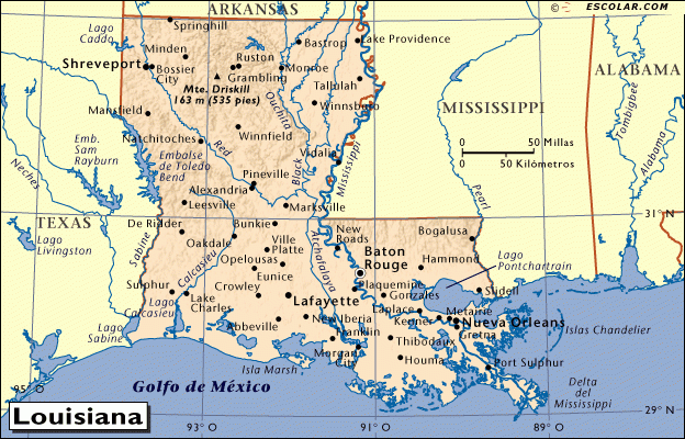 Mapas De Escolar Mapa De Louisiana