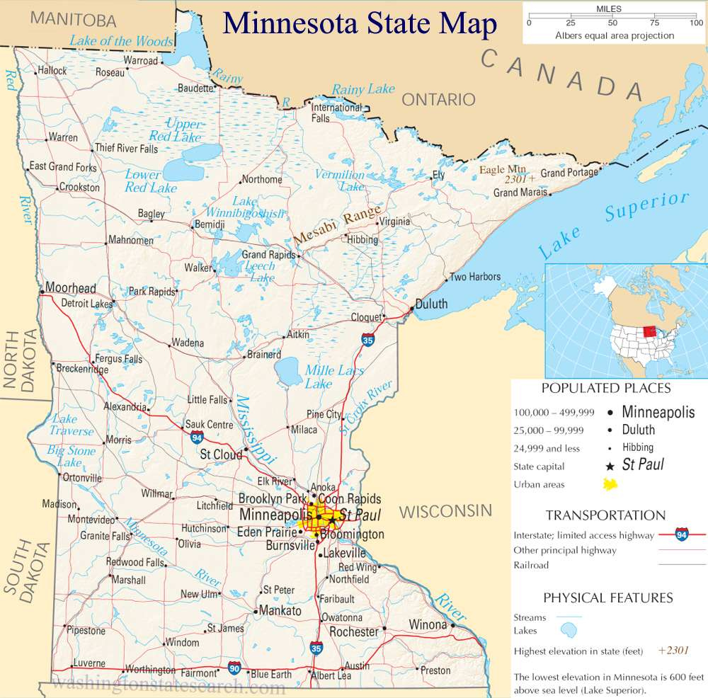  Minnesota State Map A Large Detailed Map Of Minnesota State USA