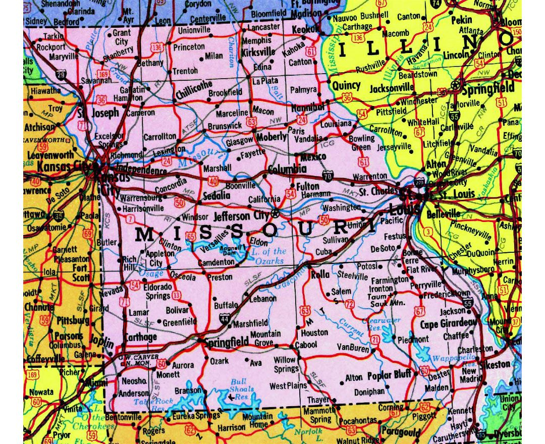 Missouri County Map With Highways