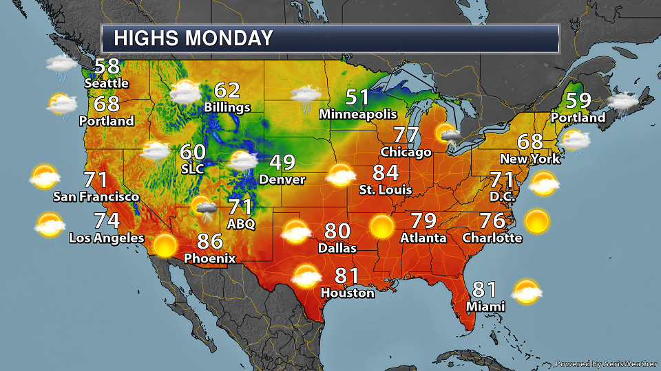 More Upper Midwest Rain Monday s National Weather Outlook For April 