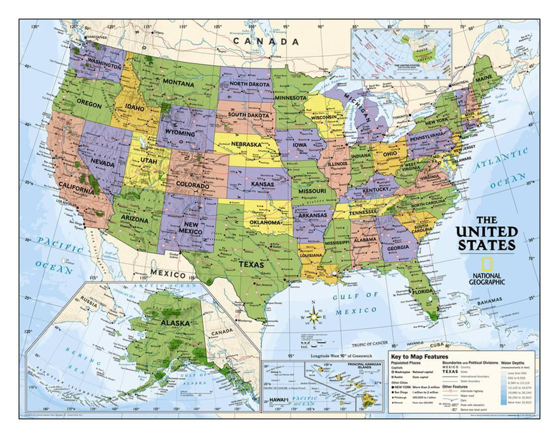 National Geographic Kids Political USA Education Map Gra 
