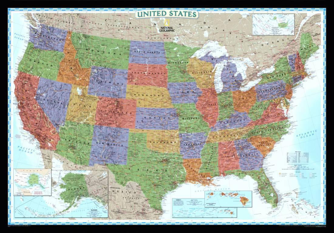 National Geographic United States Political Map Decorator Style Giant 