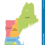 New England Region Colored Map A Region In The United States Of