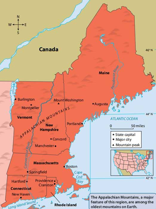 New England USA Map