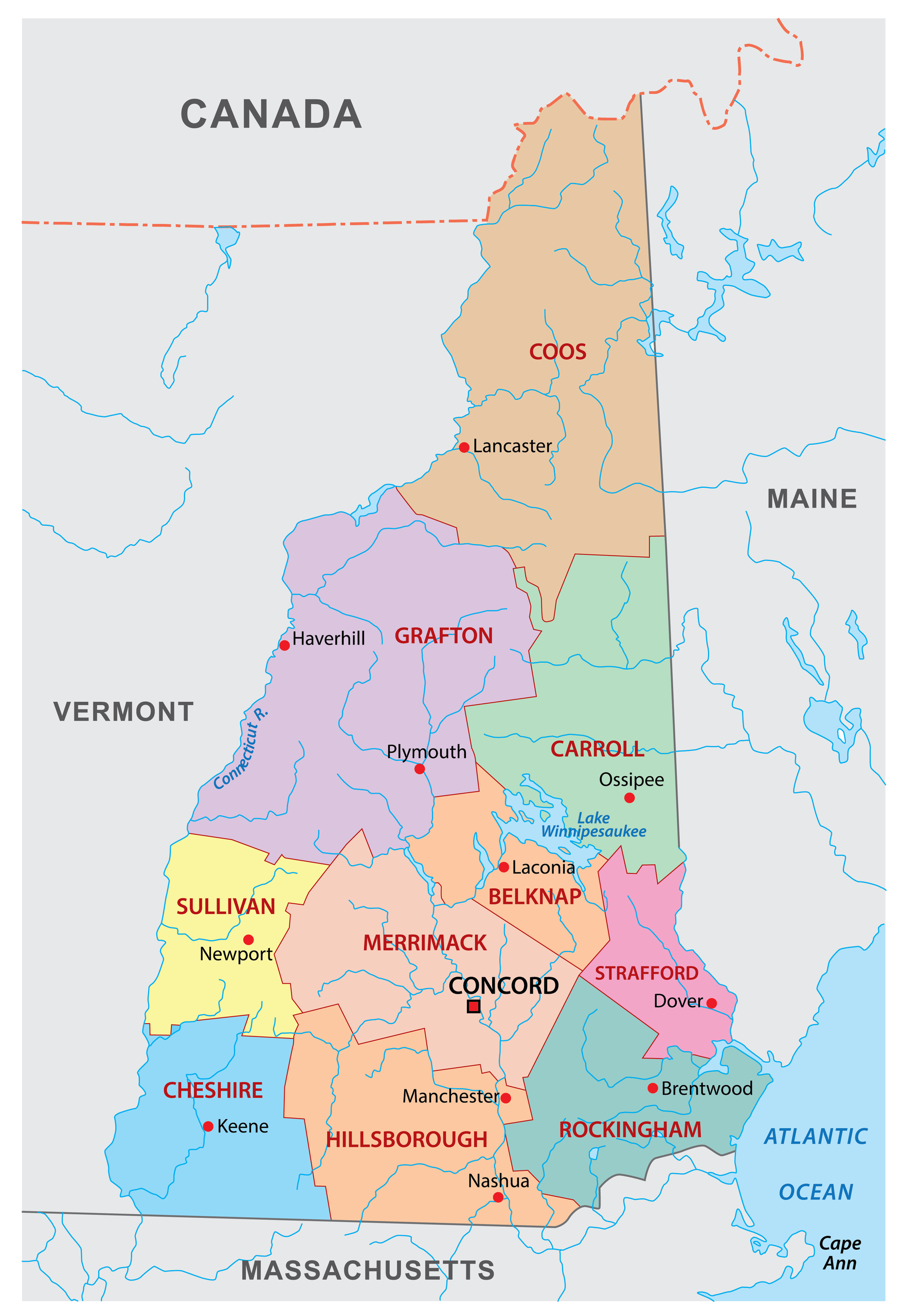 New Hampshire Maps Facts World Atlas