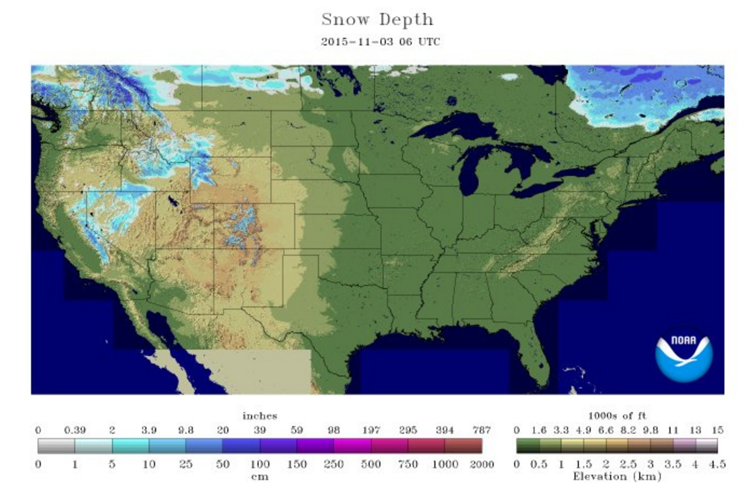 NOAA Map Snow Coverage Across The USA Unofficial Networks