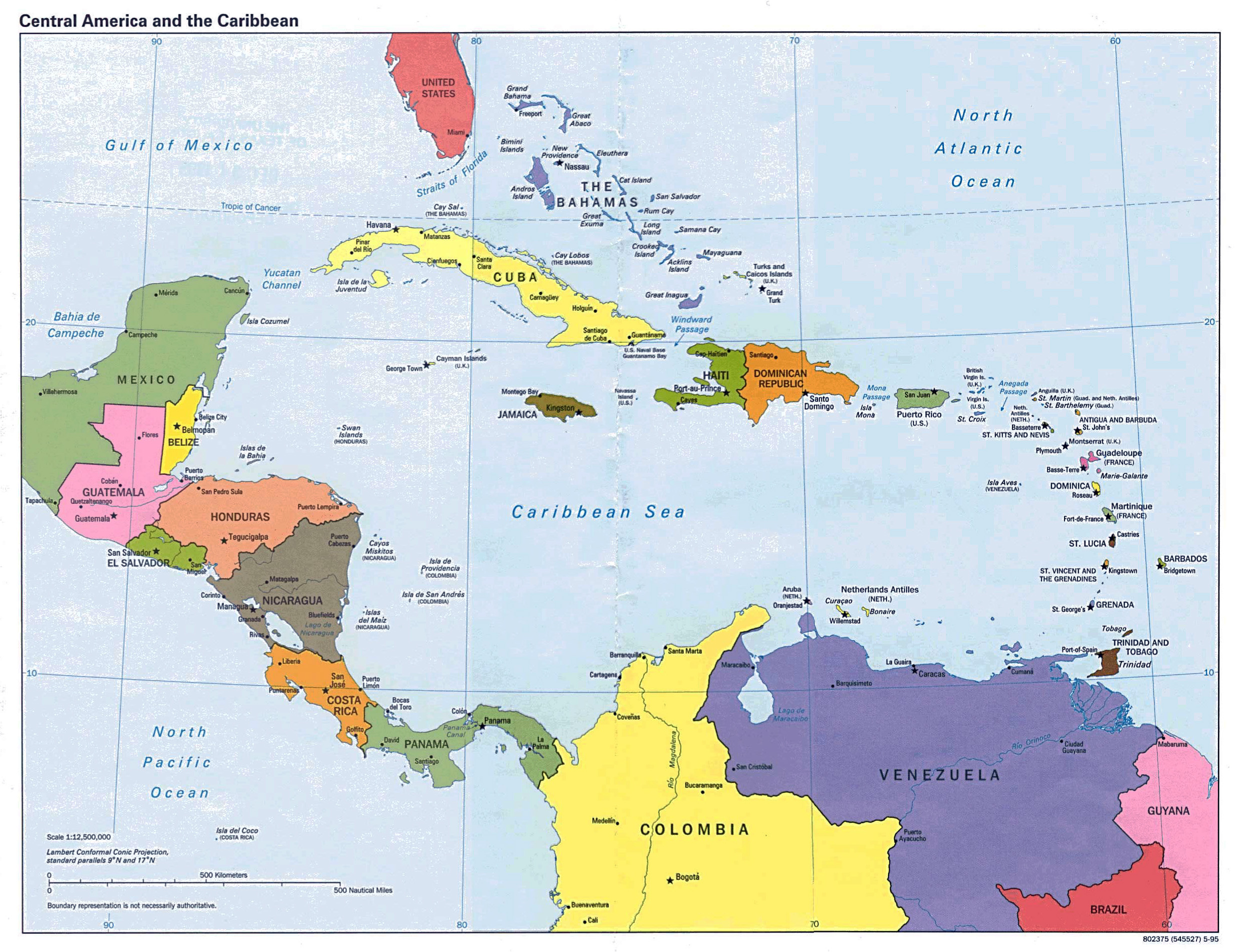 North And Central America Political Map