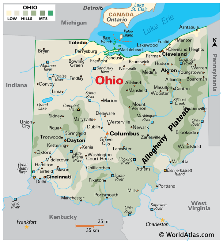 Ohio On The Map Of USA