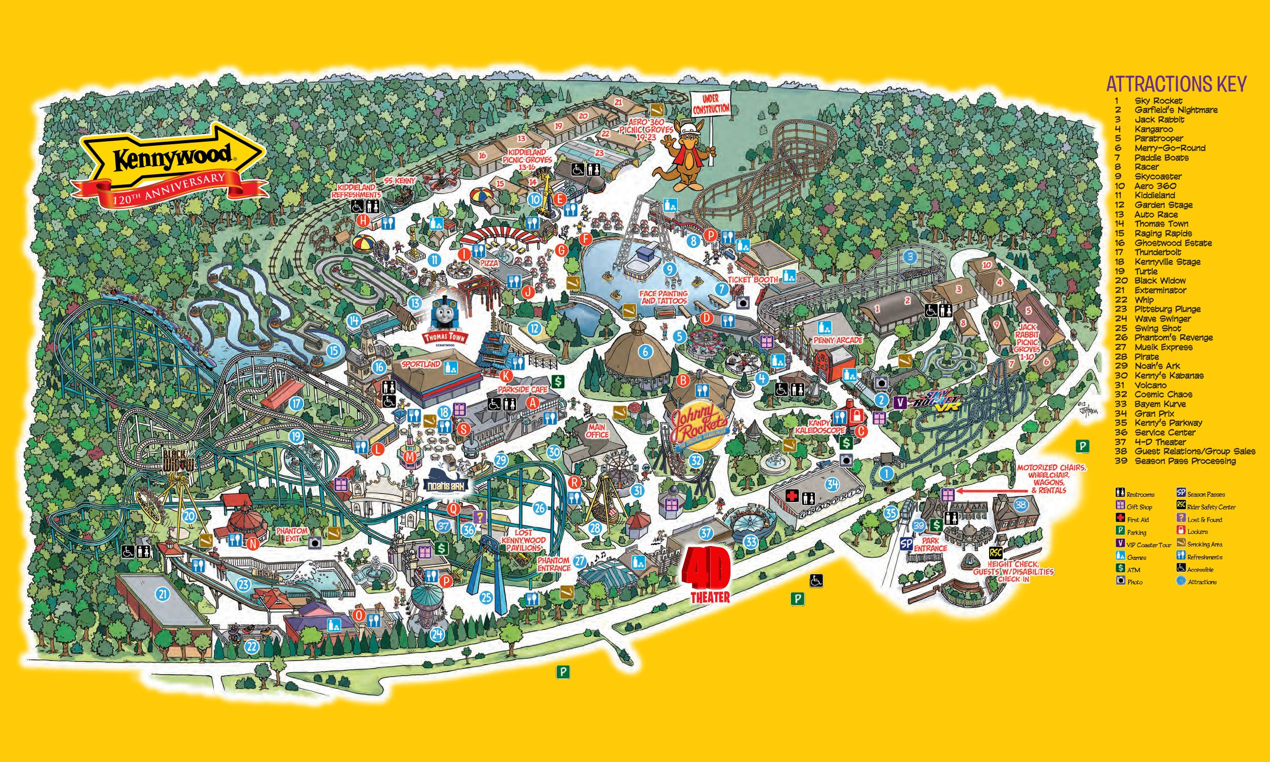 Park Map Kennywood Amusement Park Theme Park Map Theme Park 