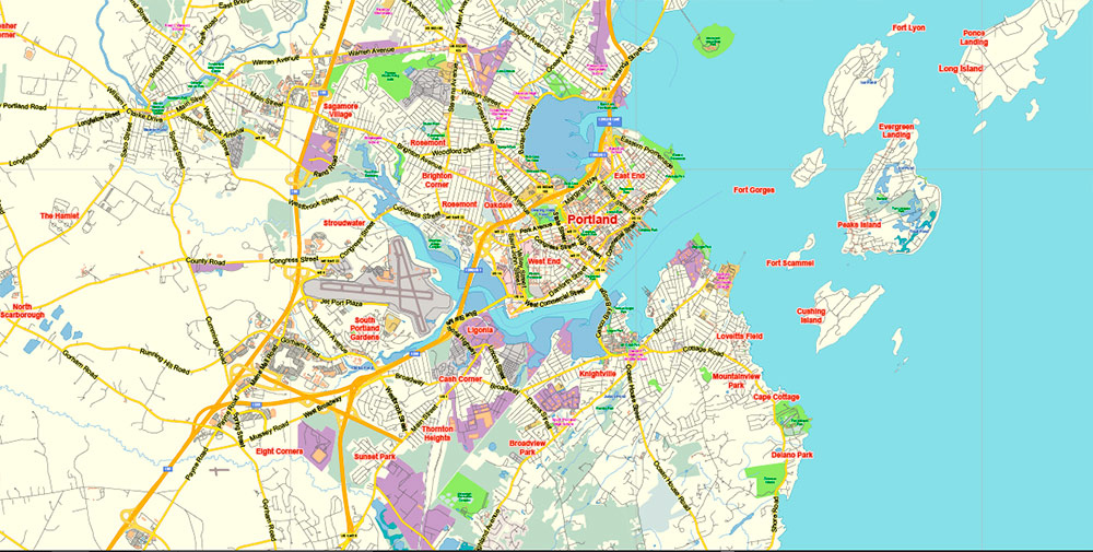 Portland Maine US Map Vector Exact City Plan Low Detailed Street Map 