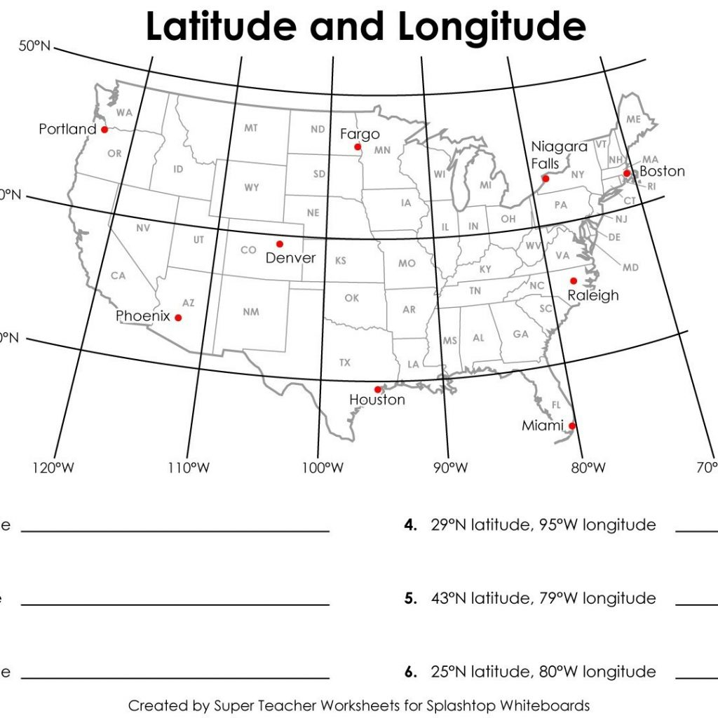 Printable Map Of United States With Latitude And Longitude Lines 