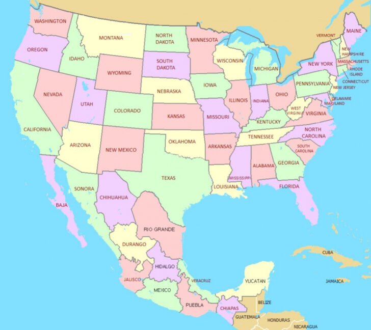 Map USA Mexico