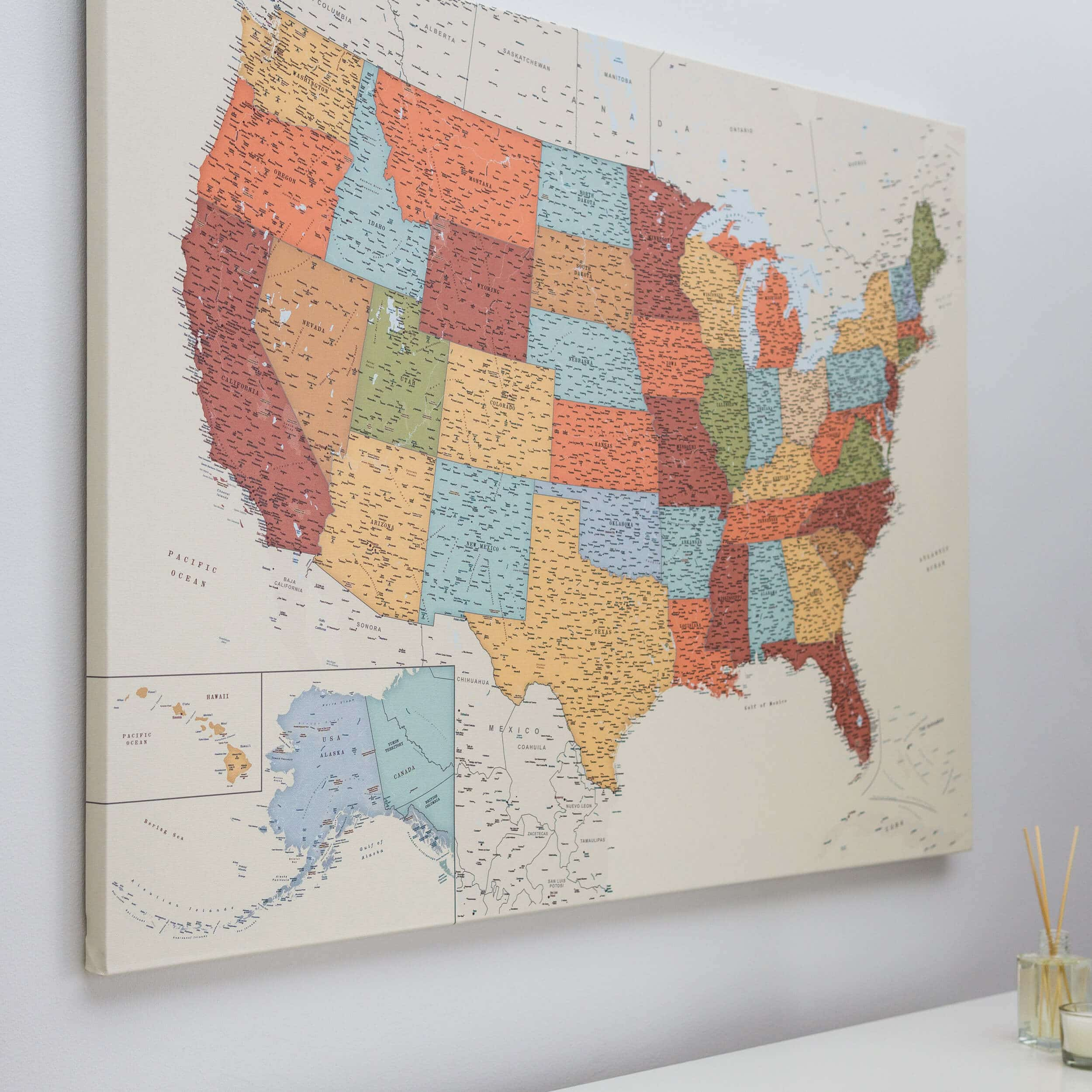 Push Pin USA Map Colorful Detailed Push Pin Travel Maps