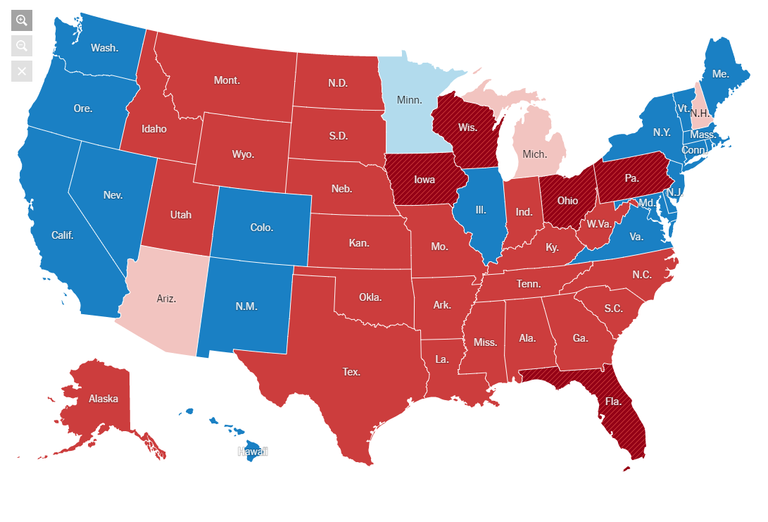 Red And Blue Map 2016 The New York Times