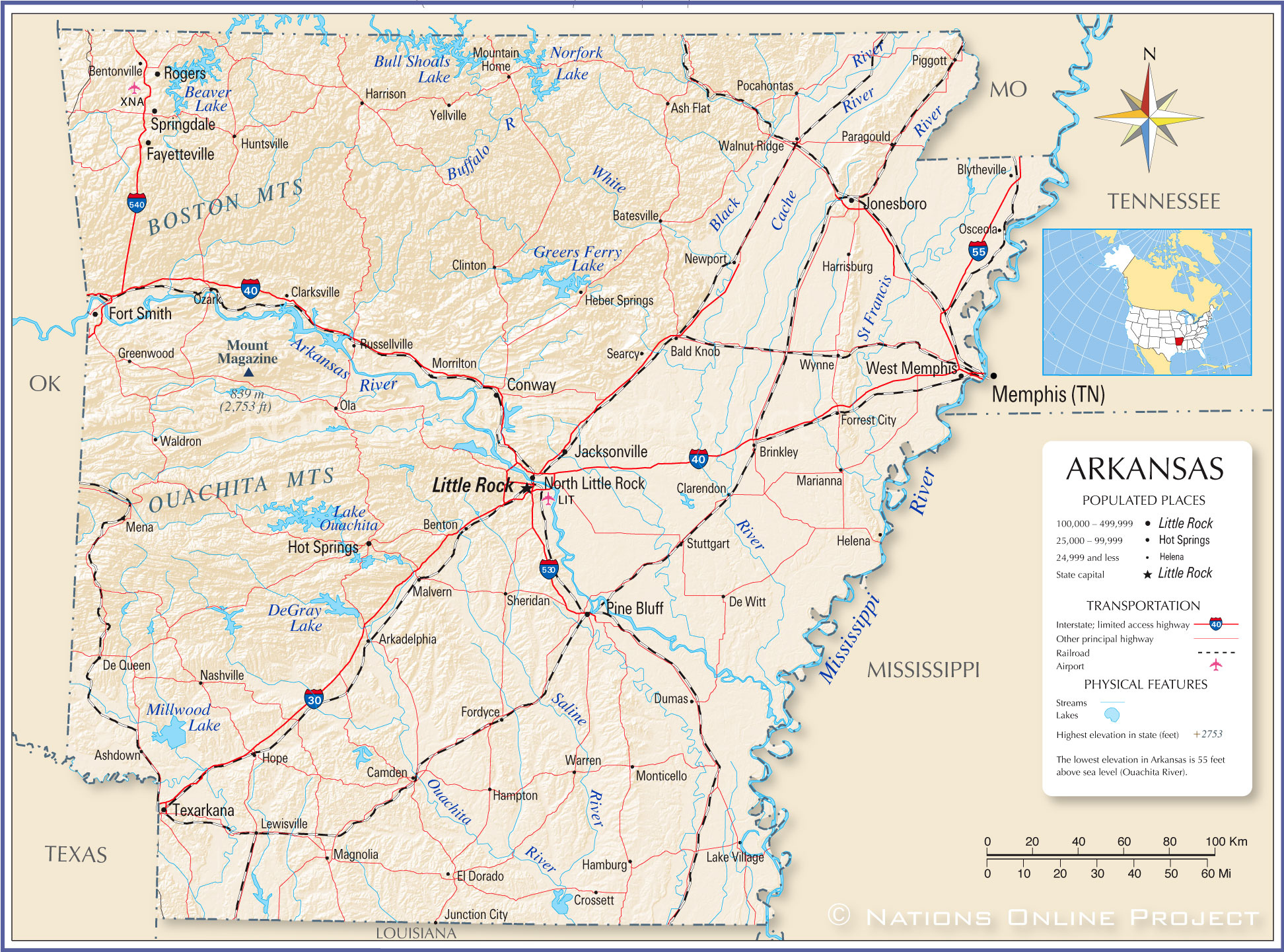 Reference Maps Of Arkansas USA Nations Online Project