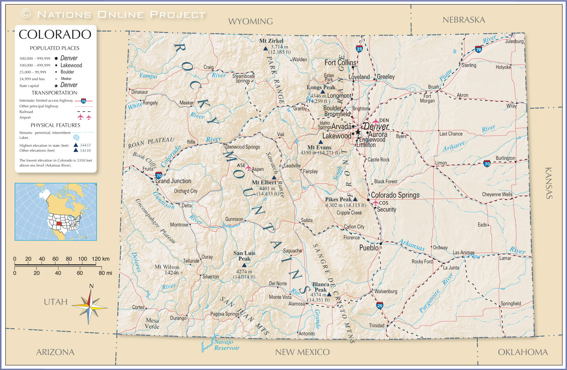 Reference Maps Of Colorado USA Nations Online Project